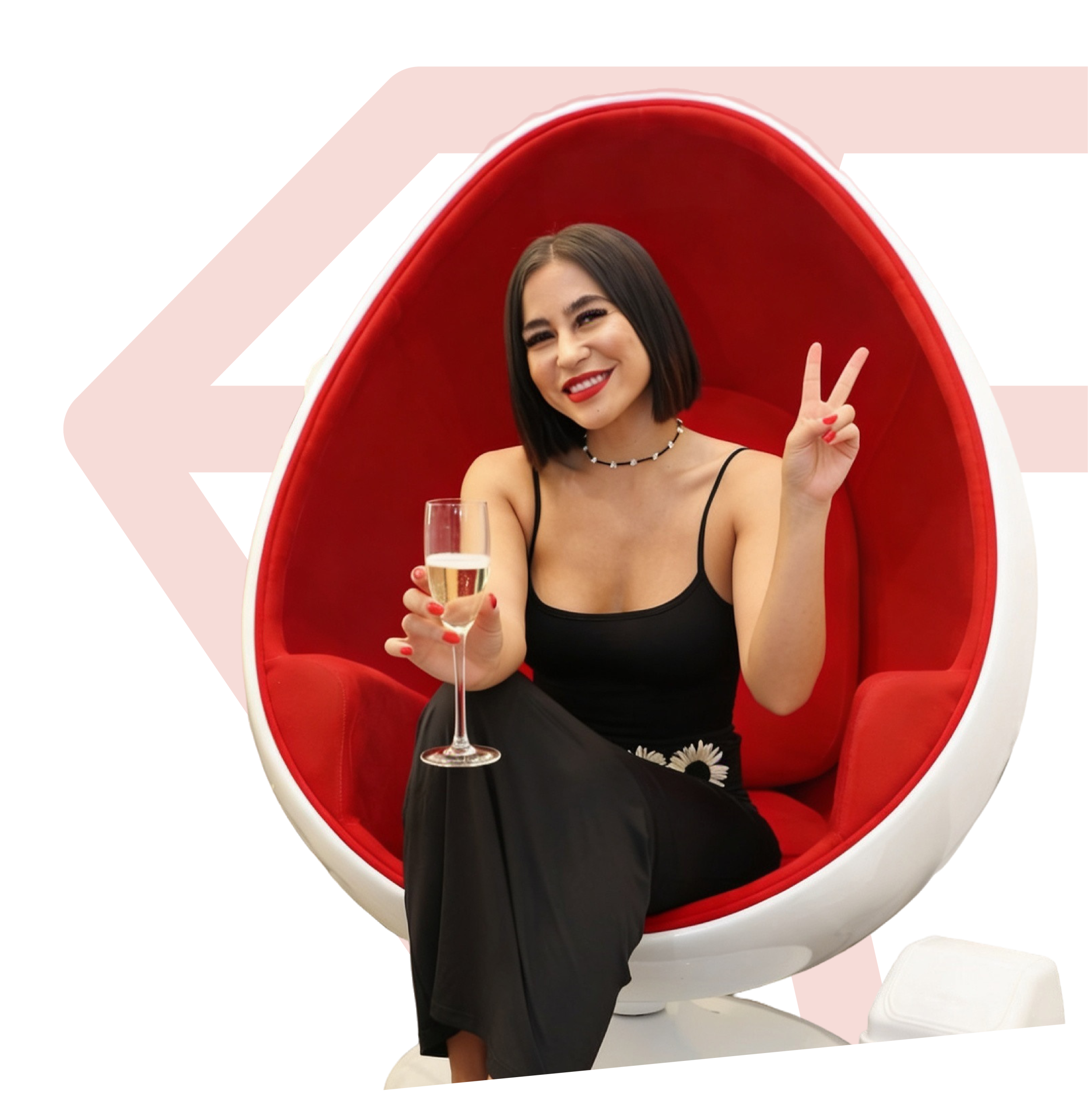 The Smile Bar client seated in red smile chair